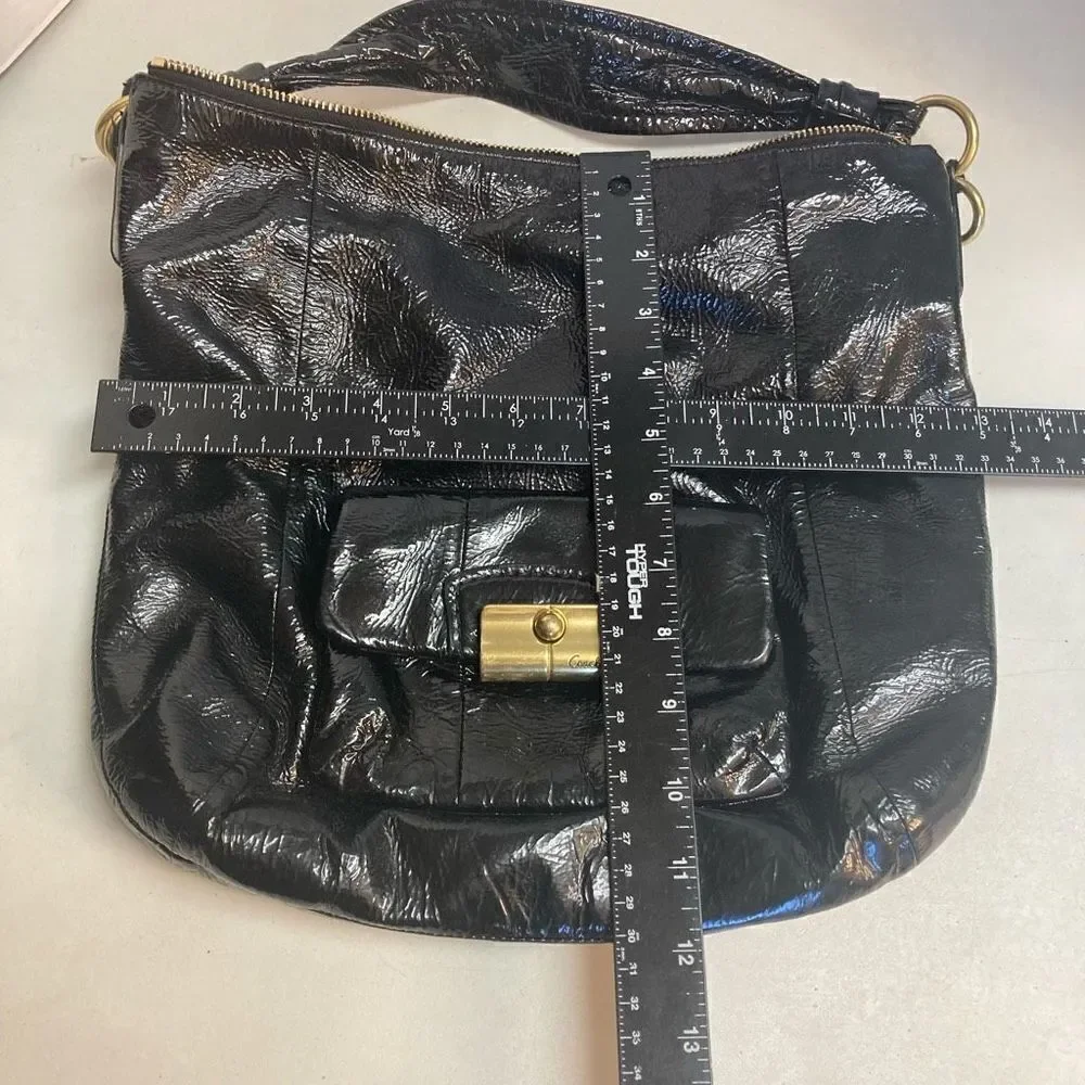 COACH Women’s Kristen Hobo Bag‎ Black Patent Leather 18013 12X13